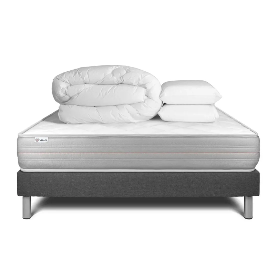 VITALITPack prêt a dormir VITALMEMO sommier Kit gris