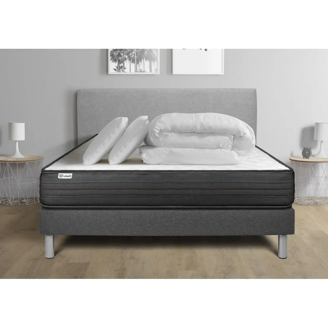 VITALITPack prêt a dormir VITALPOWER sommier Kit gris