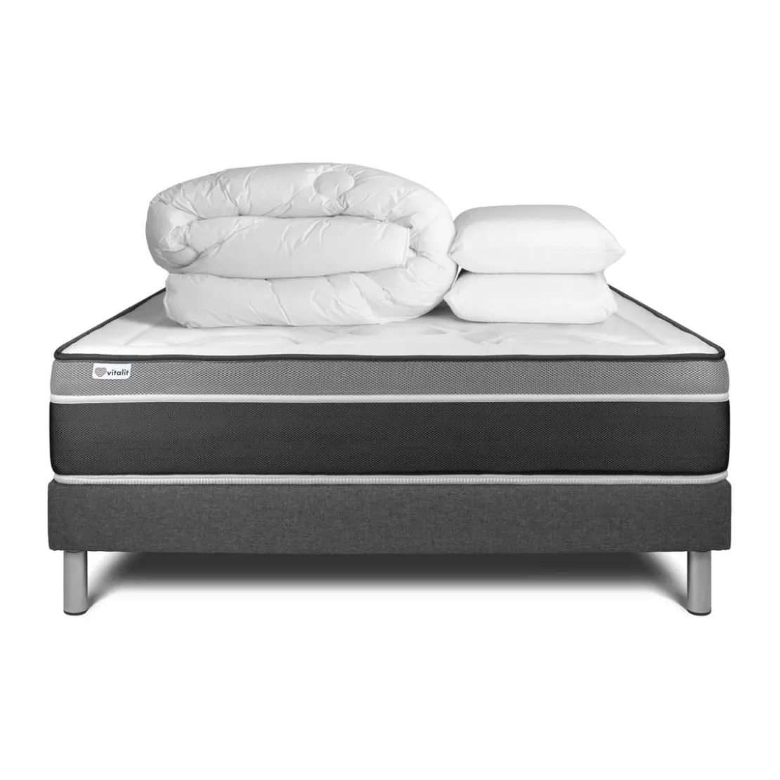VITALITPack prêt a dormir VITAL CARE sommier Kit gris