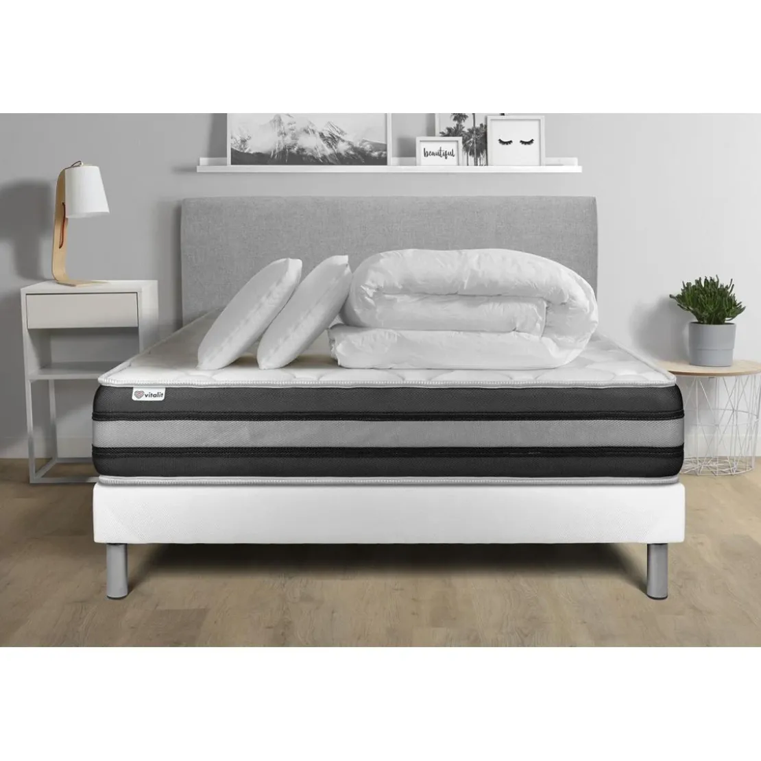 VITALITPack prêt a dormir VITALSPRING ZEN sommier Kit blanc
