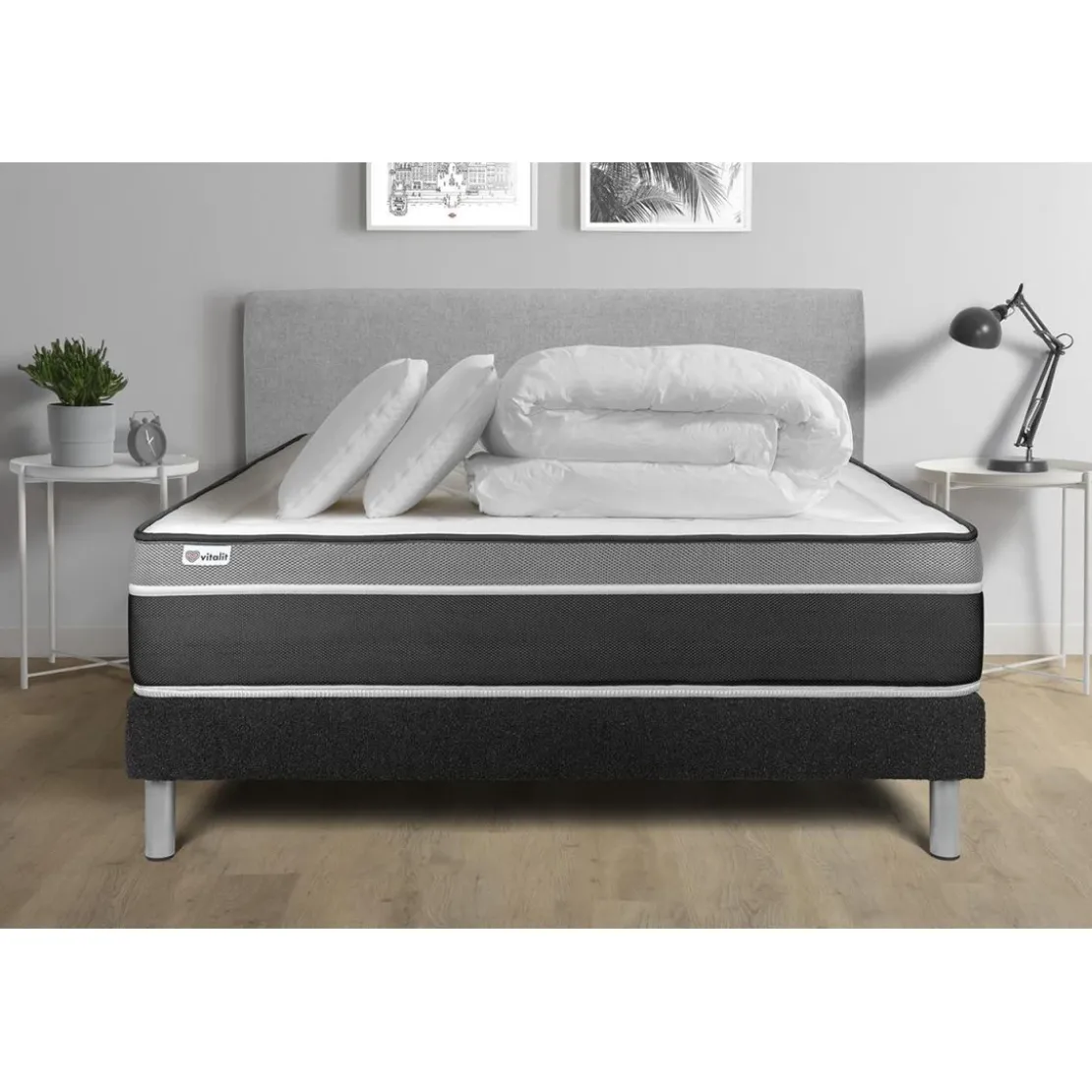 VITALITPack prêt a dormir VITAL CARE sommier Kit noir