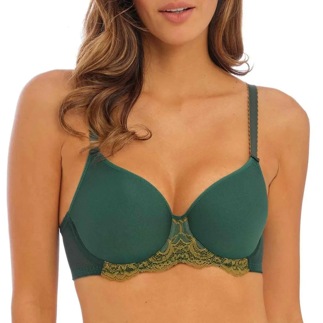 Wacoal lingerieSoutien-gorge coques moulées armatures à Dentelle Florale Dorée - Vert - Wacoal Lingerie - Florilège