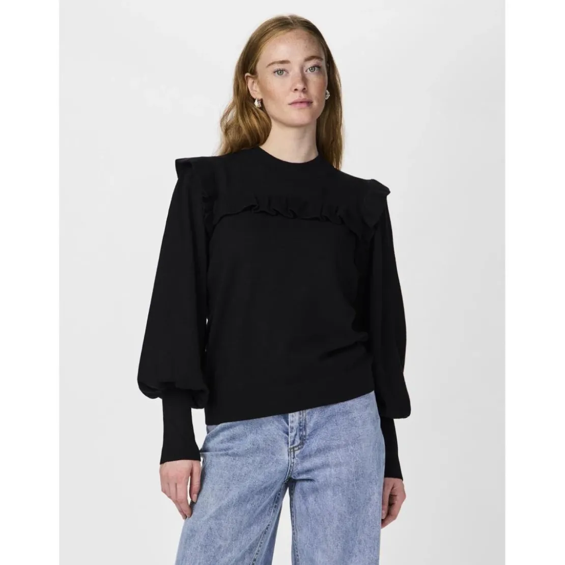 YASPull en maille manches longues en viscose noir Sam