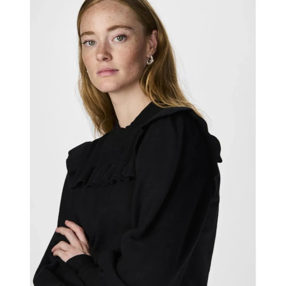 YASPull en maille manches longues en viscose noir Sam