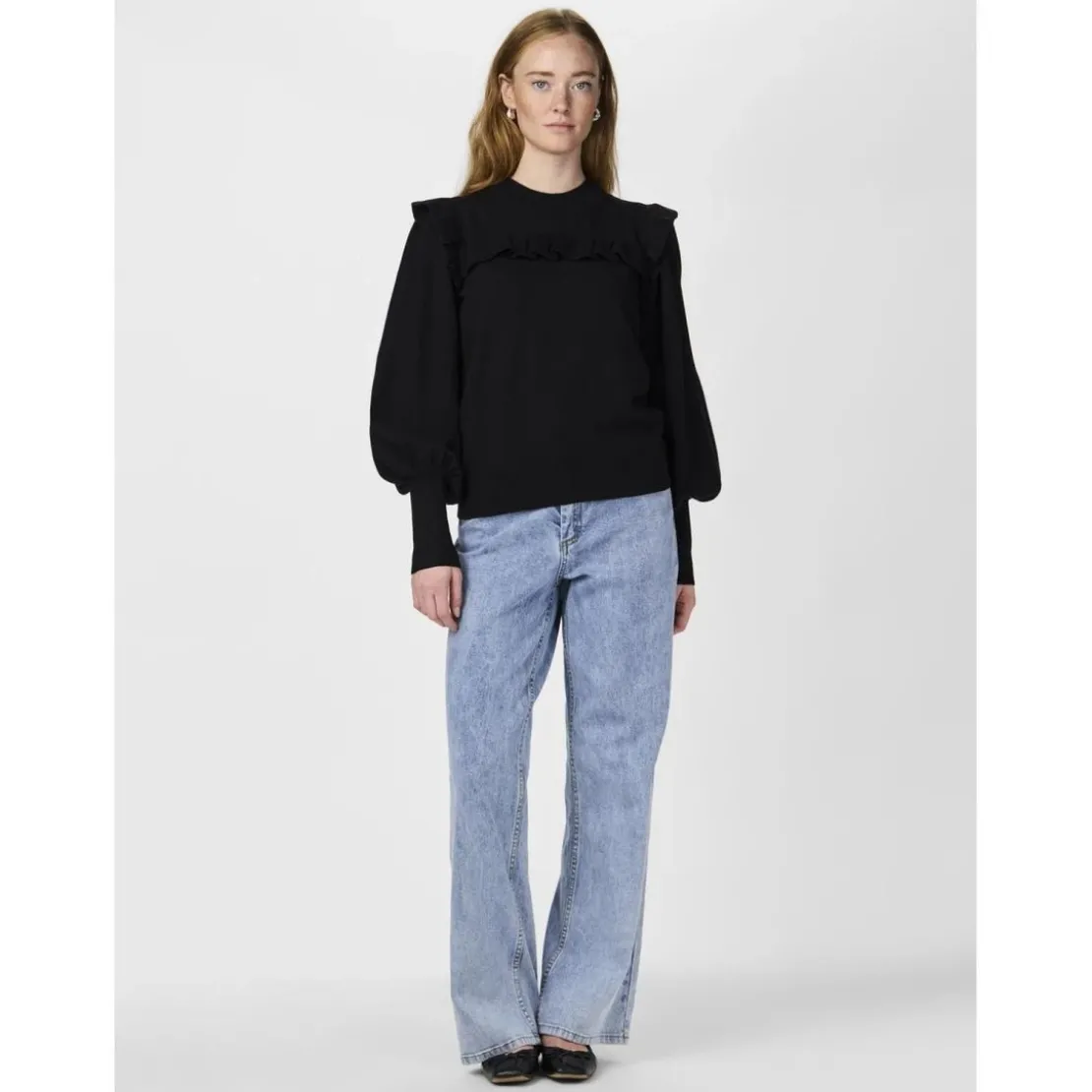 YASPull en maille manches longues en viscose noir Sam