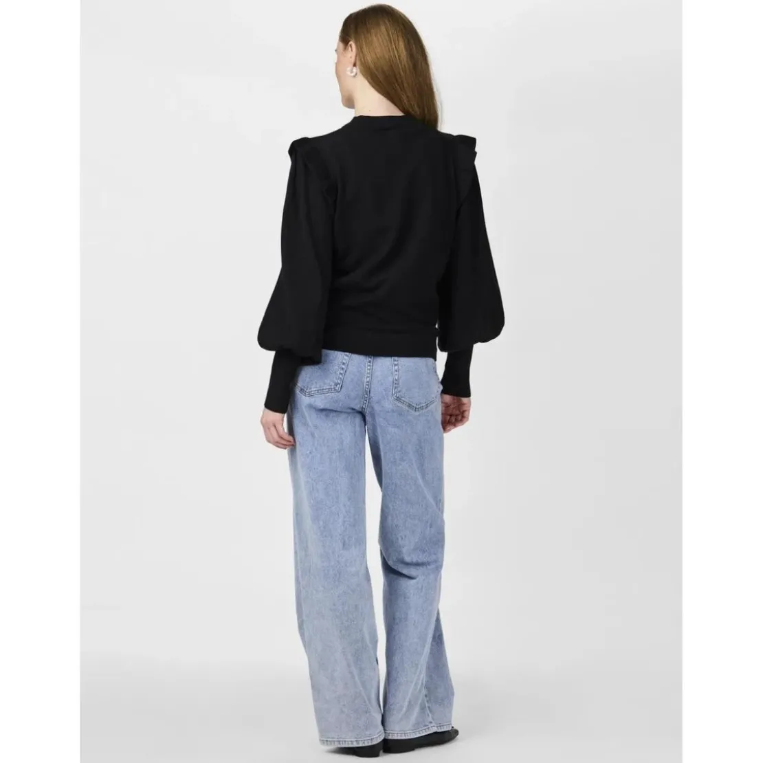 YASPull en maille manches longues en viscose noir Sam