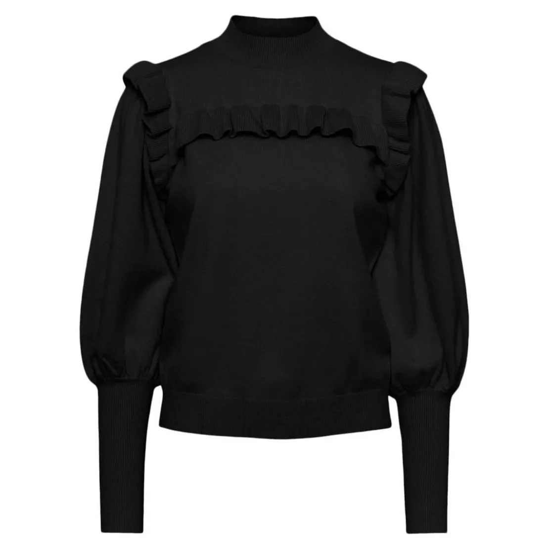 YASPull en maille manches longues en viscose noir Sam